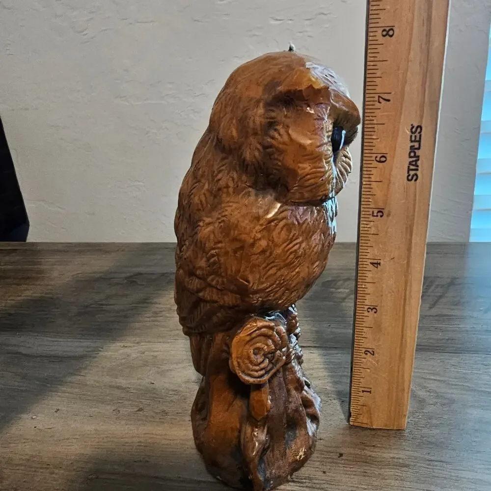 Vintage Owl Wax Candle Brown Rustic Cottage Bird Sculpture Classic MCM 80s Retro